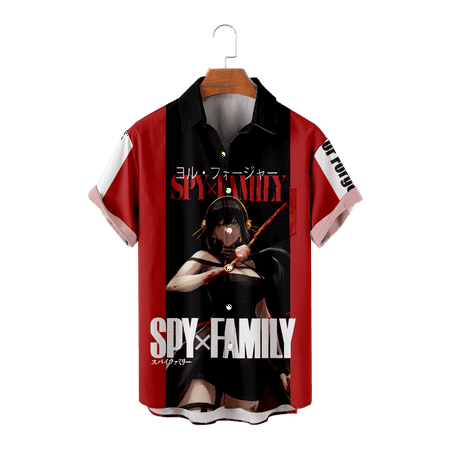 

SPY x FAMILY Adult Kids Casual Button Down Tees with Breast Pocket Holiday Clothing Size 100-170/XXS-8XL