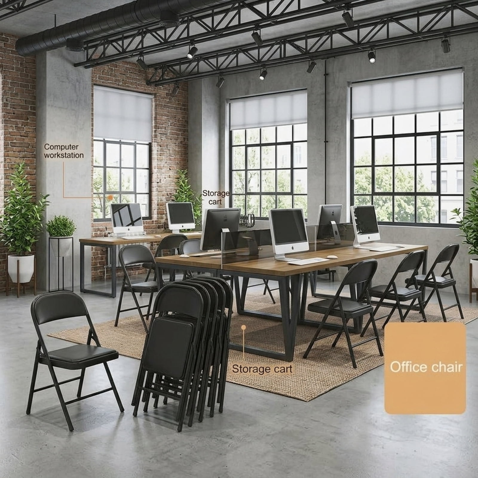 Fenbeli Folding Chairs 4 Pack with Padded Seats, 330 lb Capacity, Black Metal Chairs for Home Office Parties and Indoor Outdoor Events