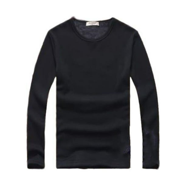 Sonducket Top básico para hombre, ropa interior de otoño, Base para clima frío, ropa de Color sólido, camiseta informal, deportes, ejercicio físico, Camisetas L Espesar negro Sonducket AP013161-06