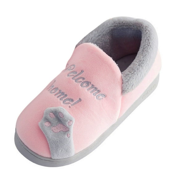 Wyzesi Cute Slippers For Women Bows Women Winter Home Slippers Cartoon Cat Non- Warm Indoors Bedroom Floor Shoes