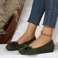thumbnail image 2 of Kukoosong Womens Comfort Flats Womens Round-Toe Chunky Heels Bow-Knot Shoes Lightweight Flock Shoes Solid Color Low Heels Casual Shoes for Women Green 39, 2 of 3