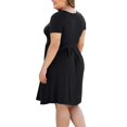 thumbnail image 4 of Aiyino Plus Size Dresses for Curvy Women Short Sleeve Casual Pleated Swing Dresses with Pockets, 4 of 5