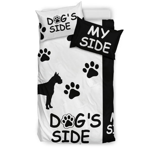 Juego de cama Boxer Dog'S Side My Side-Blanco/Negro
