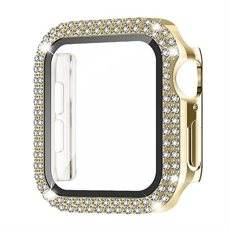 Diamond Case For Apple watch 40mm 42mm 38mm Accessories Bling Bumper Protector Cover iWatch series 3 4 5 6 se - gold