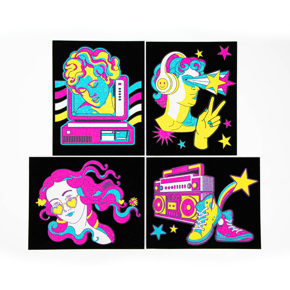 Diamond Dotz Neon Flock Retro Classic Diamond Painting Kits for Adults - Colorful Diamond Art Kits a Relaxing Creative Craft Kit with Dotz Gems 10x8