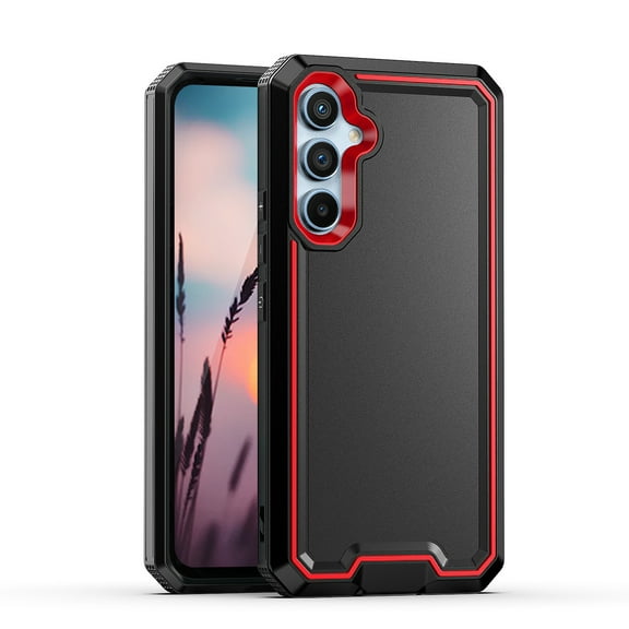 TJS for Samsung Galaxy S24 Phone Case, Dual Layer Shockproof Rugged Hybrid Drop Protector Cover for Galaxy S24 (Black)