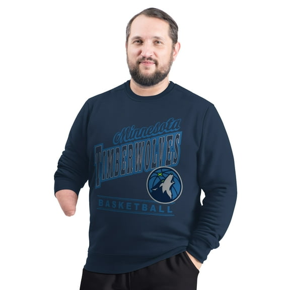 Men's G-III Sports by Carl Banks Navy Minnesota Timberwolves Adaptive Headliner Fleece Crewneck Sweatshirt