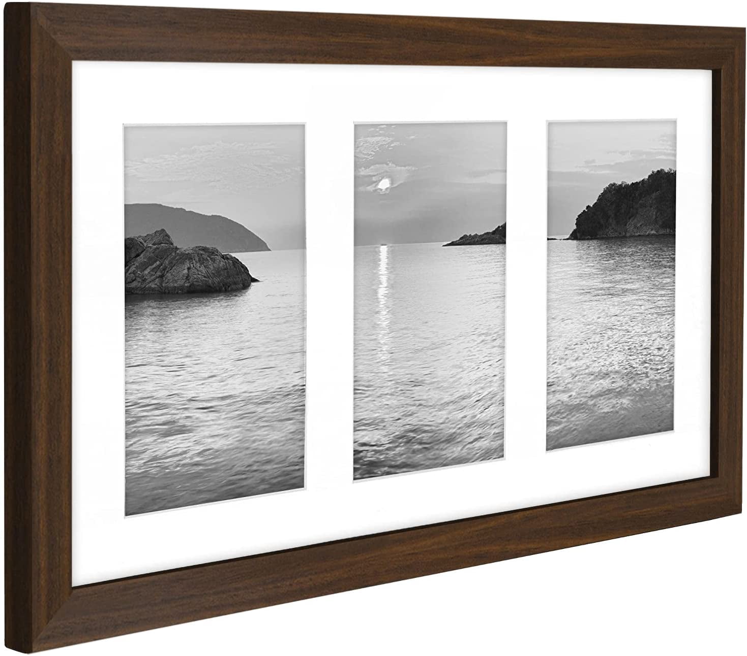 Americanflat Collage Picture Frame in Walnut - Display Three 4x6 Inch Photos on Your Wall, Perfect As a Family Collage Picture Frame