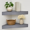 thumbnail image 6 of American Art Decor Rustic Wood Floating Corner Shelves - Grey - Set of 2, 6 of 9