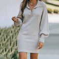 thumbnail image 2 of Women's Long Sleeve Knitted Sweater Dress Fashionable Medium Length Wool Blend Comfortable Winter Outfit, 2 of 2