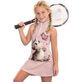 thumbnail image 2 of Gunia Girls Athletic Dress Tennis Golf Outfit 1/4 Zip Quick Dry Printed Sleeveless Zip Collar A Line Dress With Theme Lightweight Summer Outfit Playful Sundress Pink Dress For Girls 4-15 Years, 2 of 6