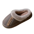 thumbnail image 6 of CHUMUD Men's Faux Leather Slippers with Fur Collar - Warm Fleece Lined, Anti-Slip Rubber Sole Winter House Shoes, 6 of 6