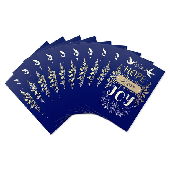 American Greetings Religious Christmas Card Bundle, Floral and Dove Design (10-Count)