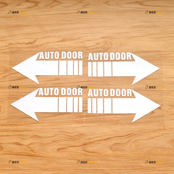 Auto Door Automatic Door Gate Car Building Sticker Decal Vinyl - 2 Pairs Mirror Images Reversed White 6" - For MPV RV No Background Die-cut