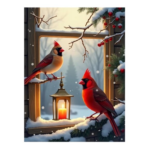 Diamond Art Kits for Adults - Modern Cardinal Bird Print No.154 5D Frameless Dimond Painting Kit for Adults Beginner, Round Diamond Kits for Home Wall Decor, Gift for Women