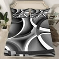 thumbnail image 2 of Manfei Retro Striped Pattern Queen Sheet Sets,Modern Abstract Geometric Flat Sheet,Gray White Queen Fitted Sheet For Teens,Luxury Bedroom Decor,4pcs, 2 of 7