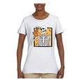 thumbnail image 2 of Wild Bobby Pumpkin Spice Latte Skeleton Orange Black and White Halloween Women Graphic Tee, White, Medium, 2 of 6
