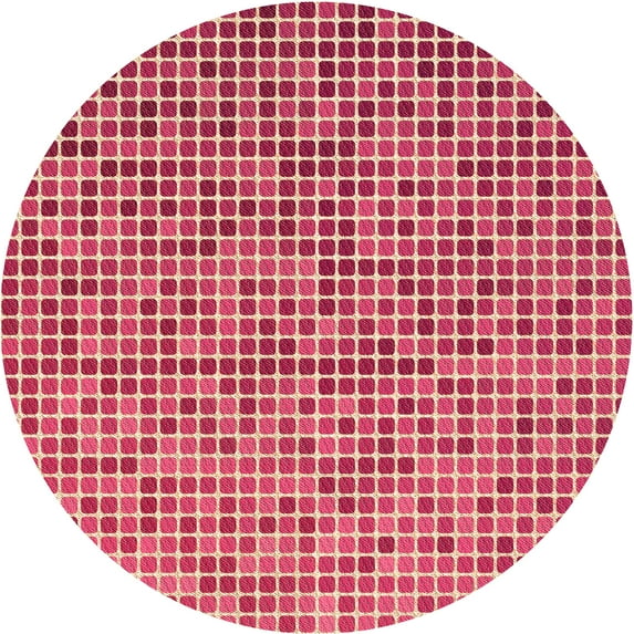 Ahgly Company Indoor Round Patterned Light Salmon Rose Pink Area Rugs, 7' Round