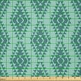 thumbnail image 2 of Ambesonne Ethnic Fabric by the Yard Microfiber, Geometric Aztec Inspired Art, 1 Yard, Almond Green Cadet Blue, 2 of 2