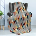 thumbnail image 4 of Retro Soft Flannel Fleece Throw Blanket, Vertical Bicolor Long and Thin Diamond Shapes with Triangles Vintage Geometrical, Cozy Plush for Indoor and Outdoor Use, 50" x 60", Multicolor, by Ambesonne, 4 of 5