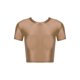 thumbnail image 3 of Camiseta de manga corta brillante con aceite para mujer, top corto de color liso, cuello redondo, corte ajustado, blusa con el ombligo al descubierto, camiseta para yoga y fitness, 3 of 5