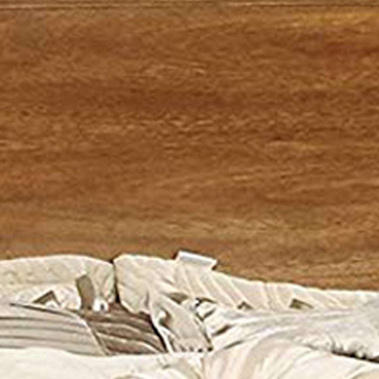 Wooden California King Size Bed with Panel Headboard Oak Brown