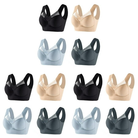 Strapless Women Bra Set and Underwear Lace Tank Top Underwear Running Sports Bra Thin Side Fold Side Bra Sports Gather Adjustable BraDark Gray (3Packs)