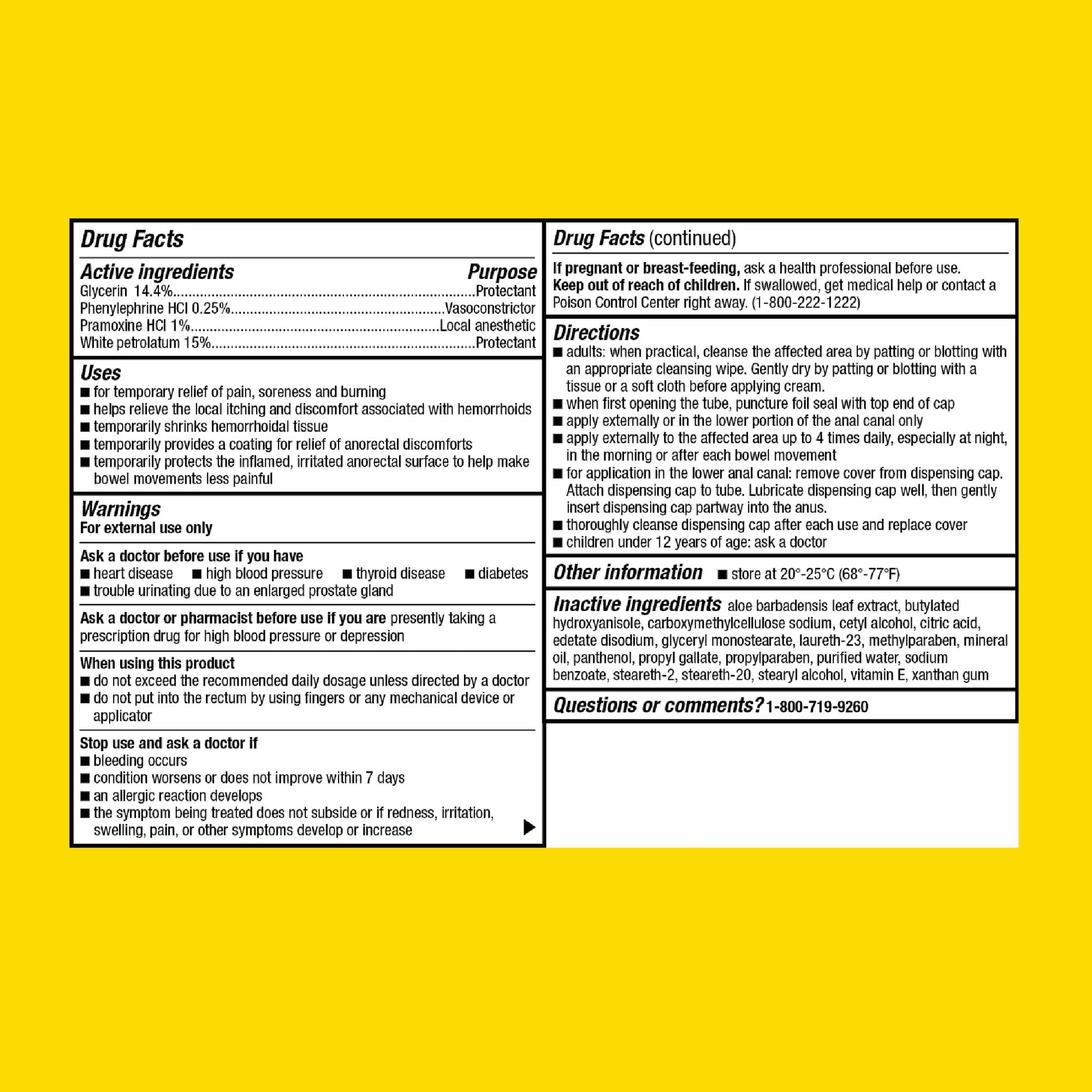 Equate Hemorrhoidal Cream, Maximum Strength Pain Relief, 1.8 oz, Compare to Preparation H Cream Active Ingredients