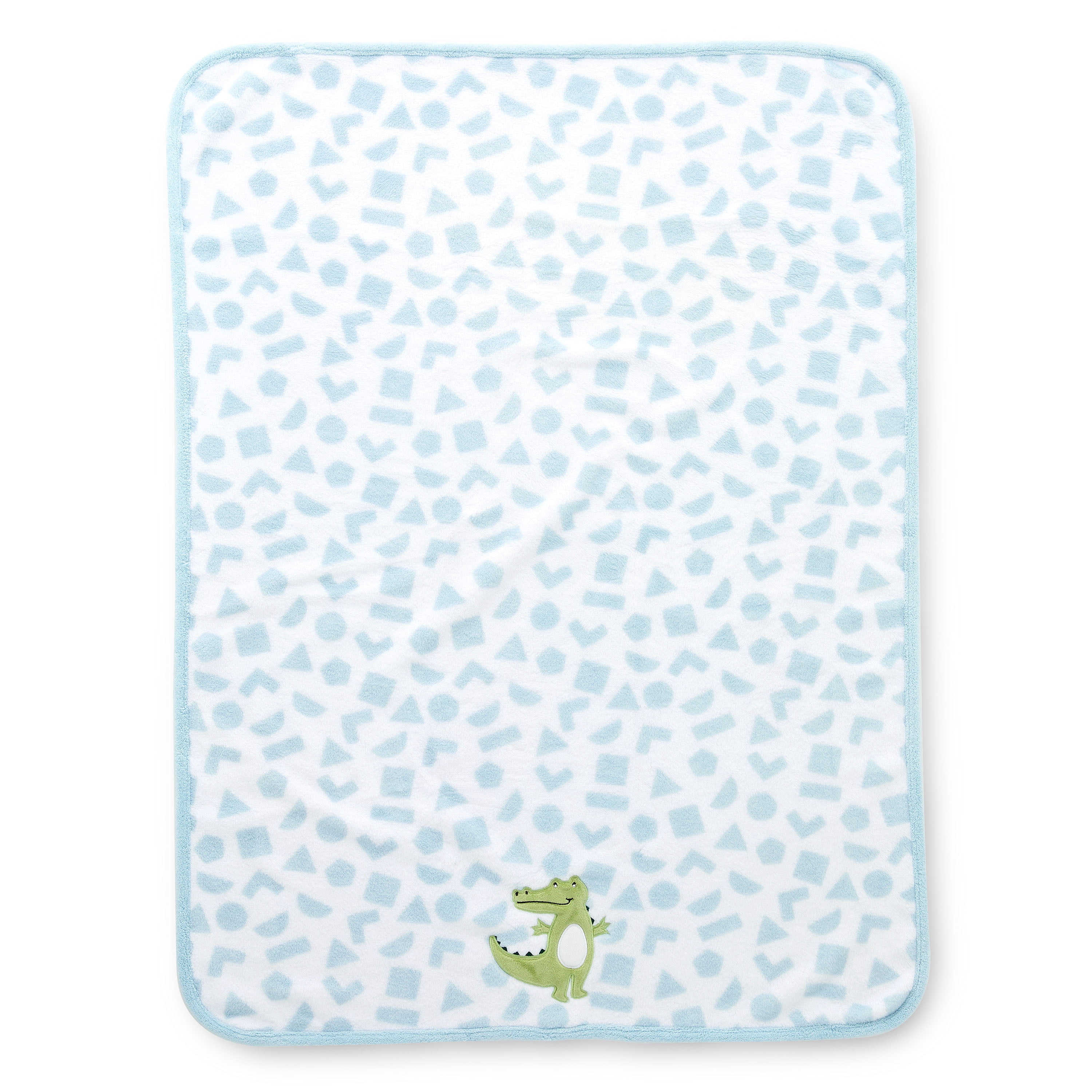 Parents Choice Appliqued Gator Soft Baby Blanket, Blue and White, Infant Boy