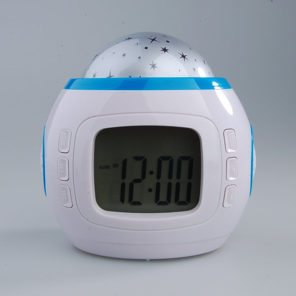 Music Starry Star Sky Projection Alarm Clock with Calendar and