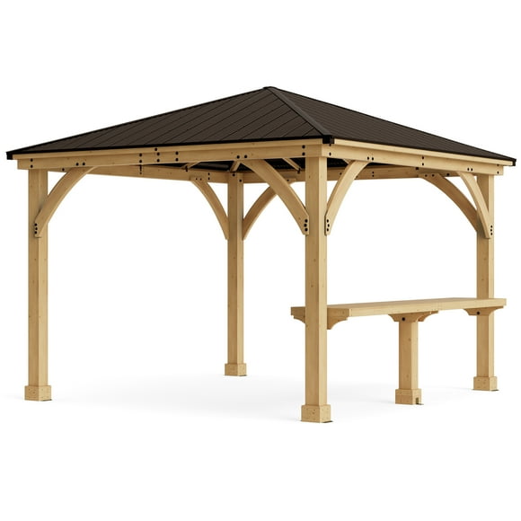 Yardistry 12' Meridian Bar Counter – Premium Cedar Wood Bar Counter for 12' Side of 12x12, 12x14, 12x16, 12x20, and 12x24 Meridian Gazebos