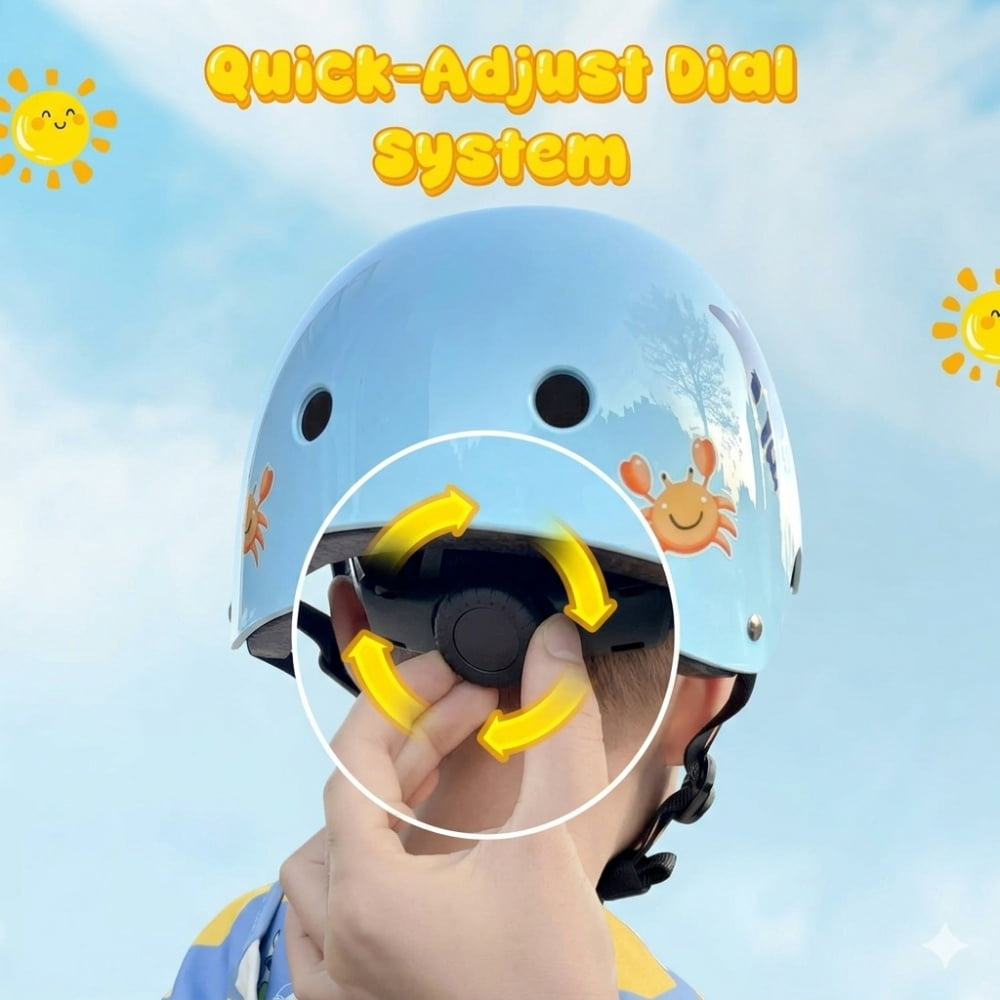 Kids Bike Helmet, Boys Girls Helmets, Toddler Helmet Skateboard Bicycle Helmet for Kids Ages 3-8 , Adjustable Helmet with Shark, Crab, Seahorse Printed Graphics, Multi-Sport Helmet
