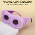 thumbnail image 5 of FEISEDY Women Plush Fuzzy Cat Eye Sunglasses Punk Soft Velvet Shades Ladies Handmade Party Masquerade Eyewear B2877, 5 of 13