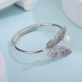 thumbnail image 5 of Crystal Butterfly Pearl Bracelet Butterfly Bangle for Women, 5 of 10