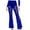 Blue, variant on ABATAB Summer Pants for Women Lace See Through Flare Pants Stretchy Hollow out Floral Mesh Fashion Bootcut Leggings