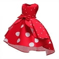 thumbnail image 2 of Girls Christmas Red Polka Dots Princess Bowknot Dress With Mouse Ears Headband, 2 of 7