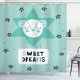 thumbnail image 1 of Sweet Dreams Shower Curtain, Lettering with Illustration in Scandinavian Style Mouse and Stars, Fabric Bathroom Set with Hooks, 69W X 84L Inches Extra Long, Seafoam Black and White, by Ambesonne, 1 of 3