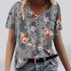 thumbnail image 1 of Fiudx Camisetas para Mujer Camiseta de Manga Corta con Cuello En V y Estampado Floral Informal de Moda para Mujer, 1 of 4
