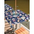 thumbnail image 2 of Outdoor Tablecloth with Umbrella Hole for Patio/Picnic/Party/Camping, Coastal Waterproof Table Cloth Square Cover Washable, Summer Nautical Ocean Floral Shell Starfish Blue (60"x 60"), 2 of 8