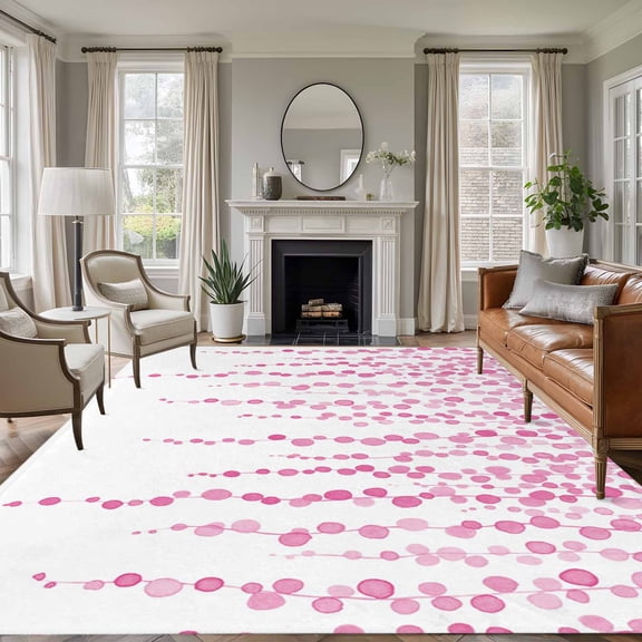 Pink Polka Dots Area Rug 5x7 Washable Rug Non Slip Vintage Abstract Art Watercolor Large Area Rug Soft Stainresistant Indoor Floor Carpet for Living Room Bedroom Home Office Dining Room Nursery