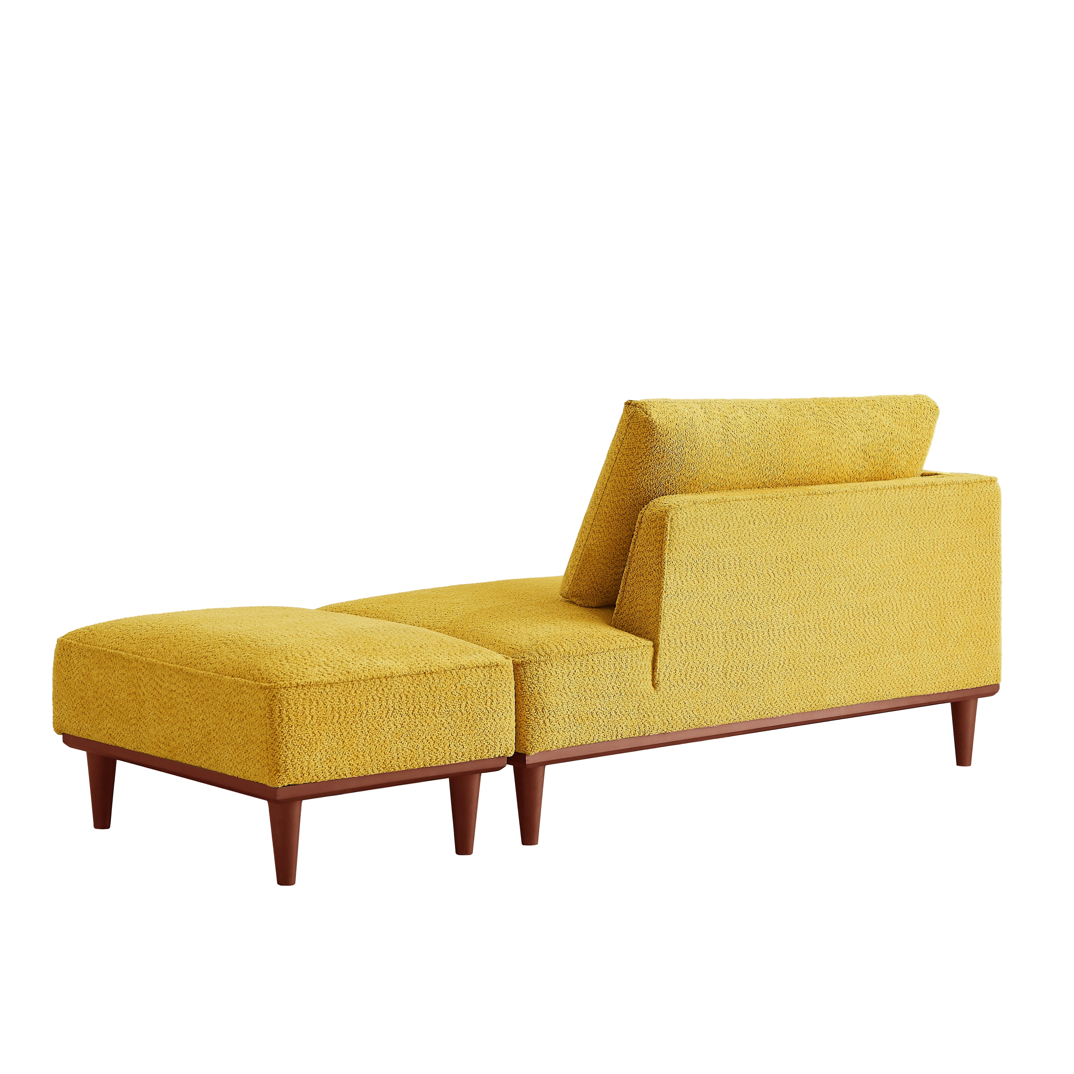 Upholstered Chaise Lounge and Stool, Convertible Chaise Lounge Chair with Detachable Ottoman for Living Room Bedroom Small Space, Easy Assembly, Yellow