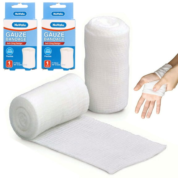 2 Rolls Self Adhesive Bandage Gauze Soft Cloth Flexible Elastic Tape 3" 4.5yds