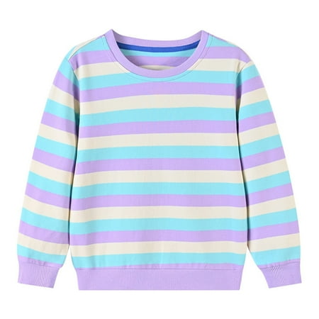 

Otqutp Kids T Shirt Blouse Kids Sweatshirts Soft Cotton Warm Crewneck Cartoon Stripes Long Sleeve Pullover Sweatshirts for Boys Or Girls