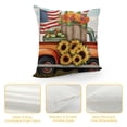 thumbnail image 4 of JRXY Happy Harvest Throw Pillow Covers Fall Decorative Pillows Cover Red White Blue Pickup Truck Pumpkins&amp;Sunflowers Print Patriotic Autumn Cushion Case Rustic Home Decor 24x24in, 4 of 5