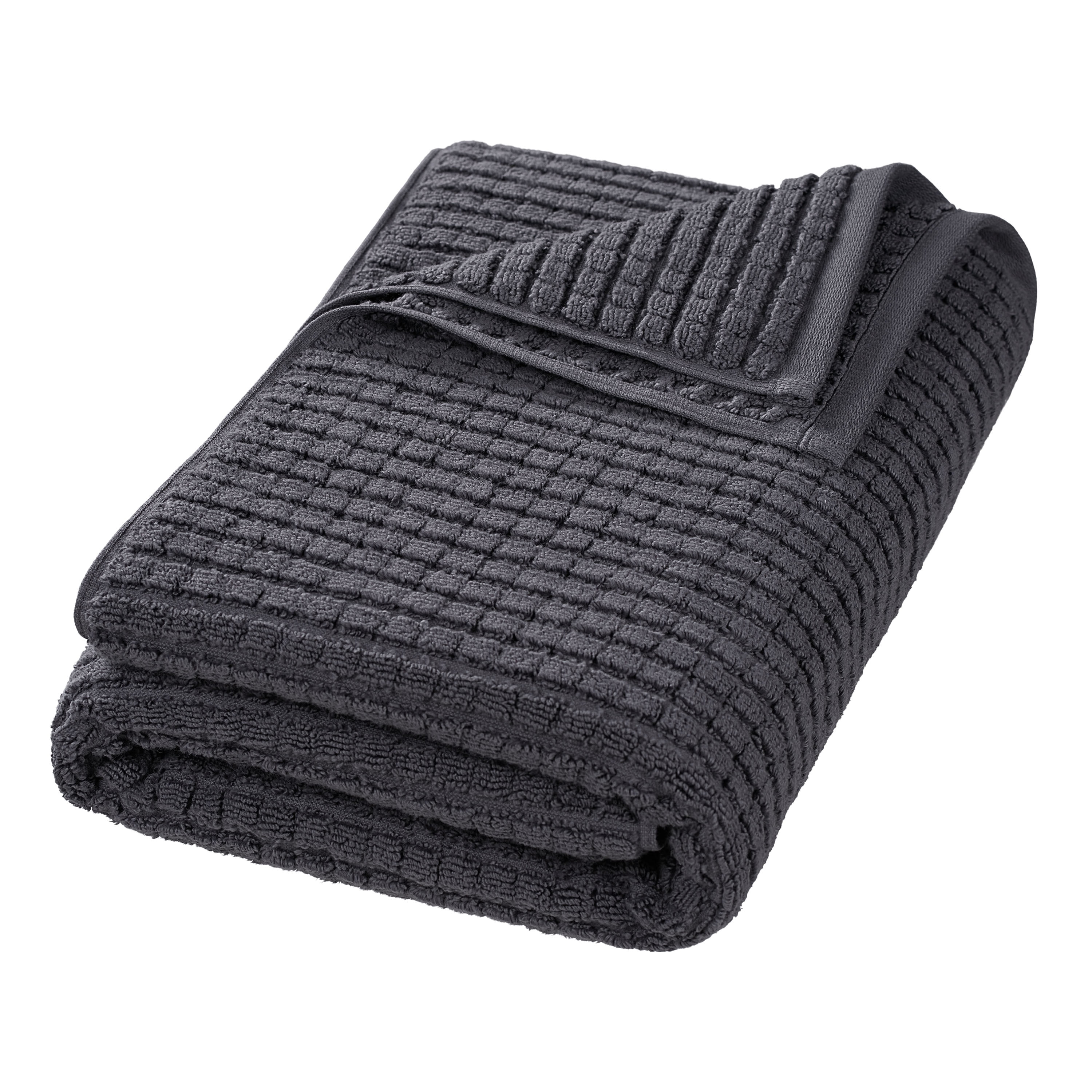 Hotel Style 6-Piece Egyptian Cotton Textured Bath Coordinate Towel Set, Charcoal Sky