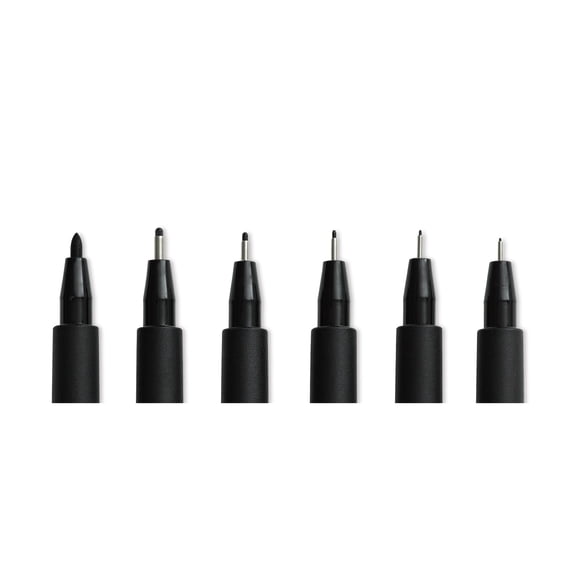 Faber-Castell Pitt Artist Pens- Black, Set of 6, Assorted Nibs
