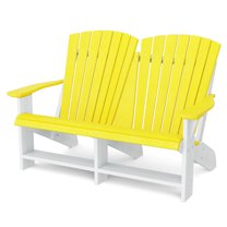 Wildridge Heritage Double Adirondack, Lemon Yellow and White - All-Weather Recycled Plastic Furniture for Patio, Deck, Lawn