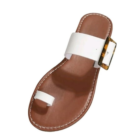 

adviicd Leather Flip Flops For Women Sandals Beach Casual Platforms Wedges Slippers Sandals Fashion Shoes Women s Ladies Women s slipper White 8.5