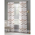 thumbnail image 3 of Watercolor Summer Sheer Curtains 84 Inch Long 2 Panels, Abstract Oceans Light Gray Polka Dot Brown Stripes Light Filtering Rod Pocket Curtains, Sheer Voile Drapes for Living Room Bedroom, 52"x84", 3 of 8