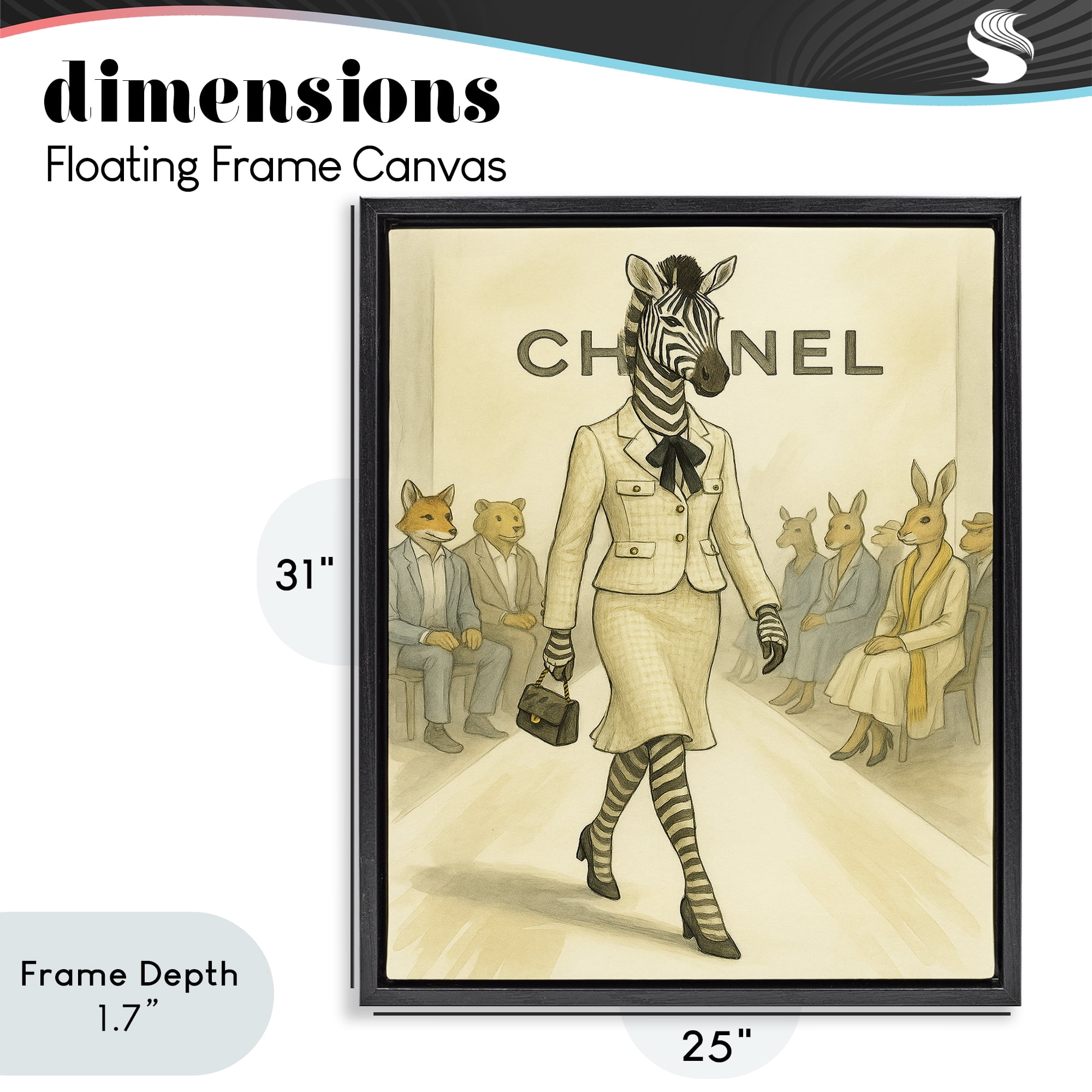 Stupell Industries Fashion Runway Zebra Black Framed Floater Canvas Wall Art, design by Grotto Studios
